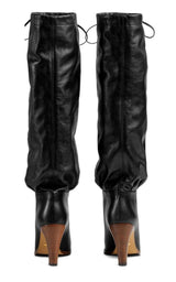 Black Leather Mid-heel Boot Gucci