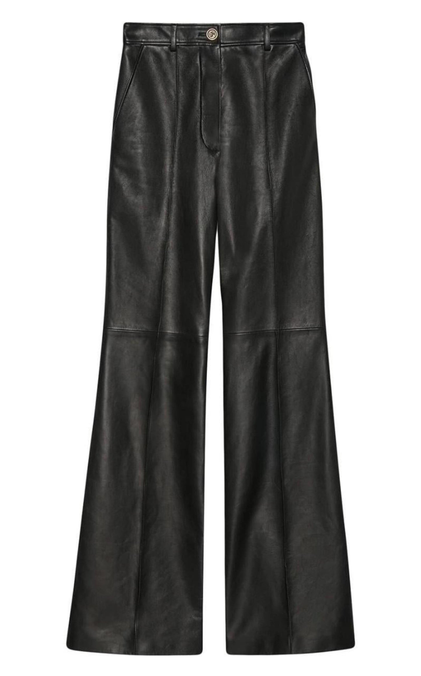 Black Plonge Leather Flare Trousers Gucci