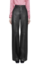 Black Plonge Leather Flare Trousers Gucci