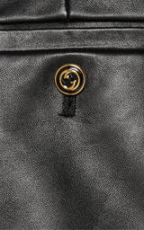 Black Plonge Leather Flare Trousers Gucci