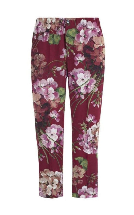 Blooms Print Pyjama Burgundy Silk Pants Gucci