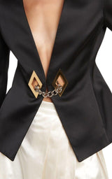 Chain Trimmed Satin Blazer Gucci