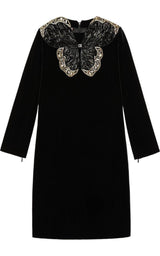 Crystal And Sequinned Butterfly Velvet Dress Gucci