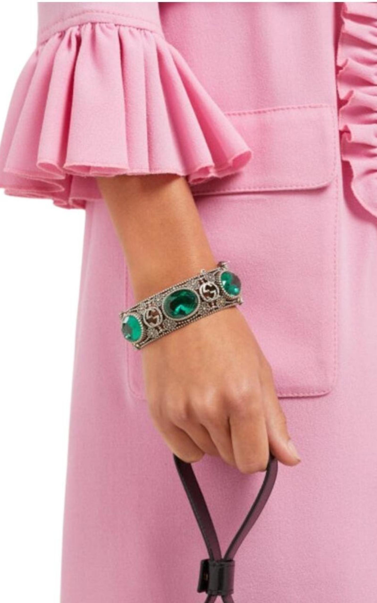 Crystal-Embellished Sterling-Silver Bracelet Gucci