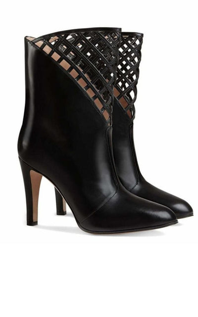 Cutout Leather Ankle Boots Gucci