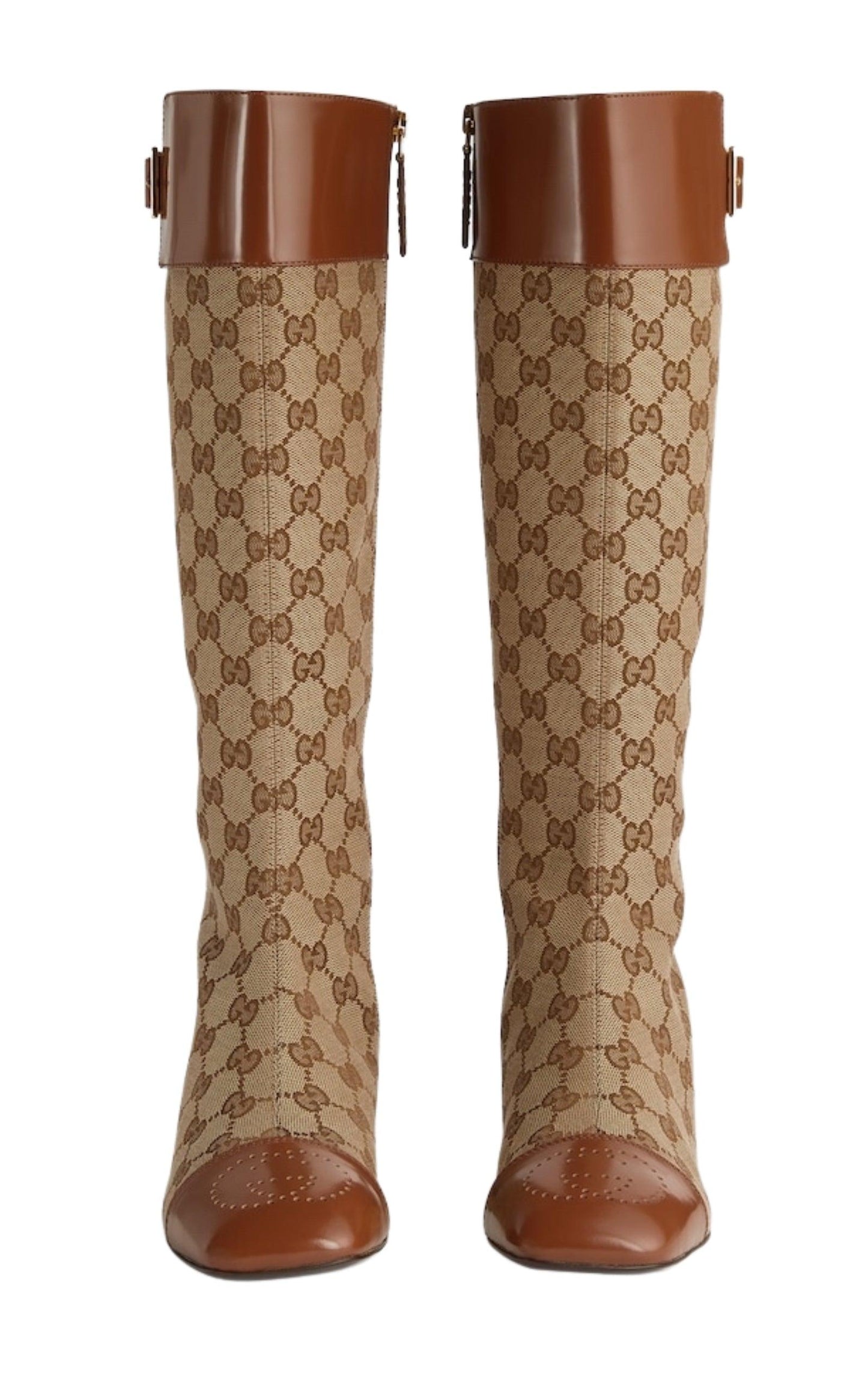 Ellis GG-Monogram Canvas Knee-High Boots Gucci