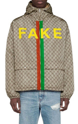 Fake-Not Print Nylon Jacket Gucci