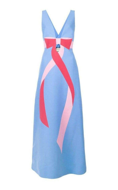 Floor-Length Bow Detail with V Neck Gown Gucci