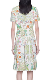 Flora Print Cotton Midi Dress Gucci