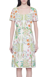 Flora Print Cotton Midi Dress Gucci