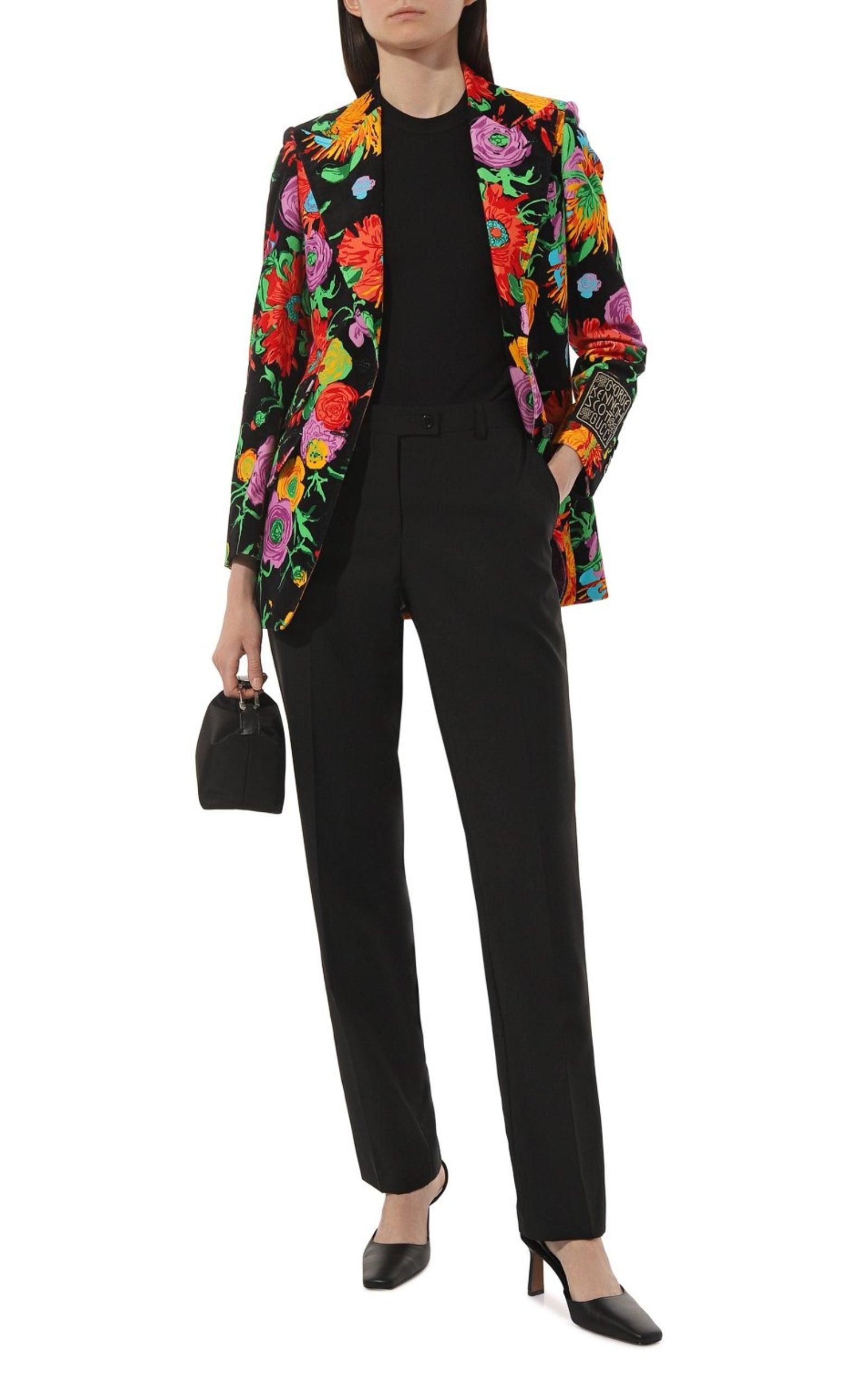 Floral Print Velvet Blazer Gucci