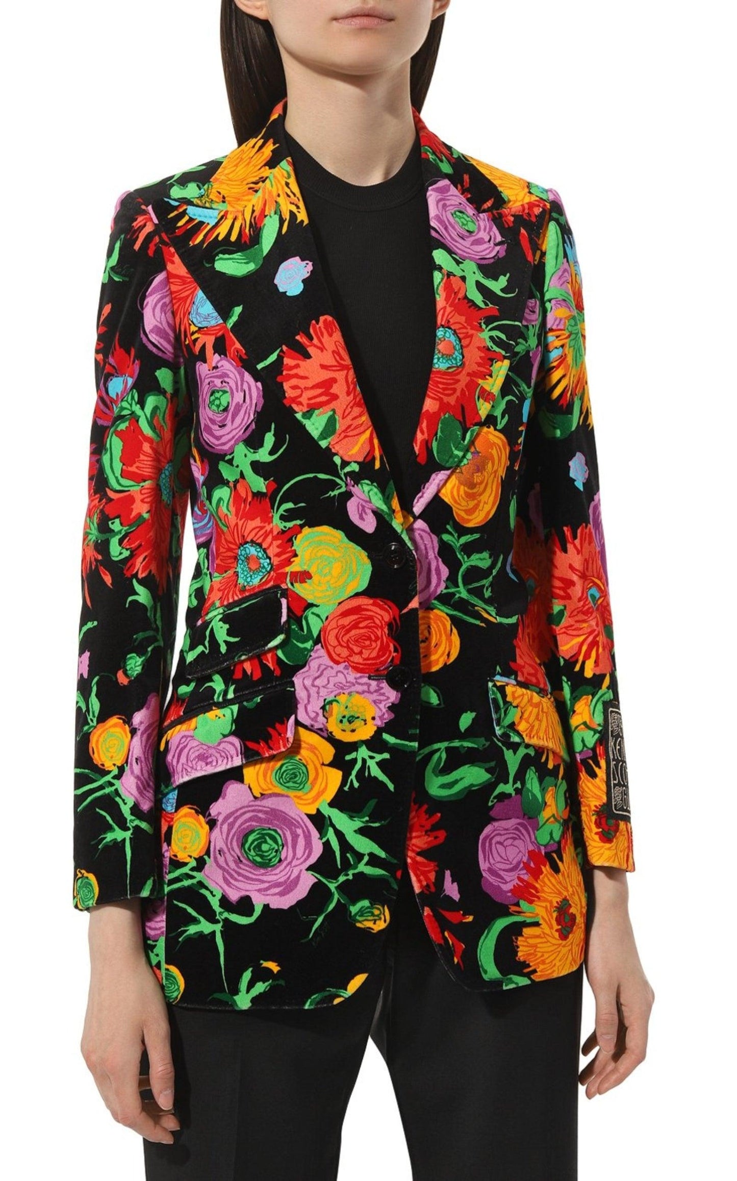 Floral Print Velvet Blazer Gucci