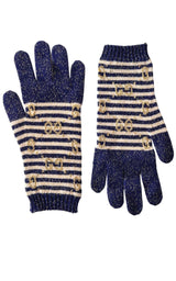 GG Blue Ivory Wool Blend Gloves Gucci