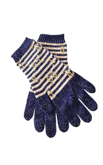 GG Blue Ivory Wool Blend Gloves Gucci