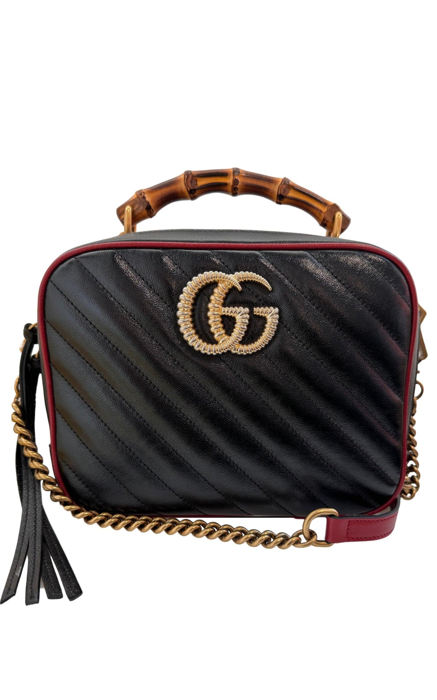 Gucci GG Marmont Matelassé Bamboo Handle Shoulder Bag - Runway Catalog