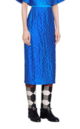 Gg Supreme Blue Silk Skirt Gucci