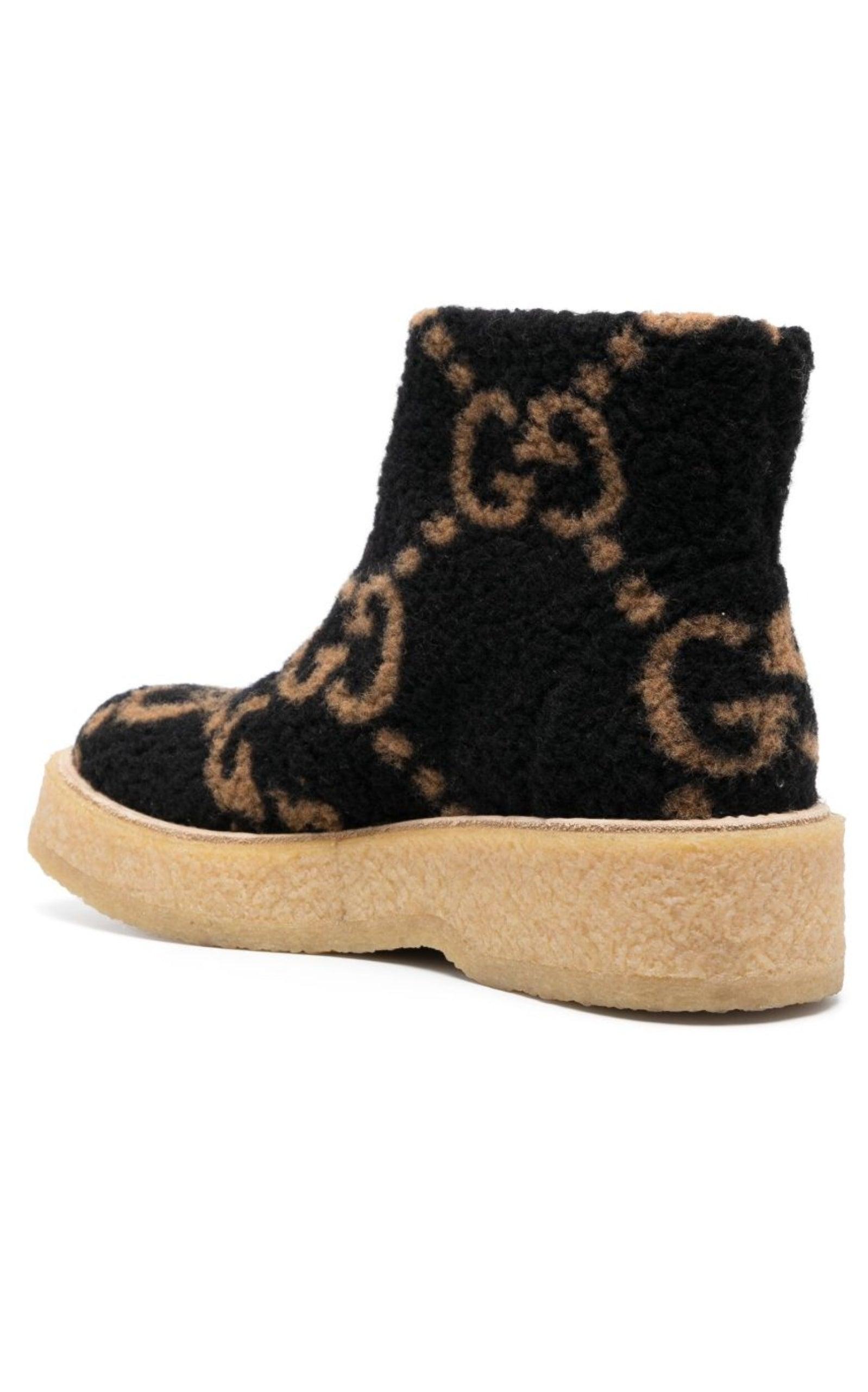 GG Wool-effect Ankle Boots Gucci