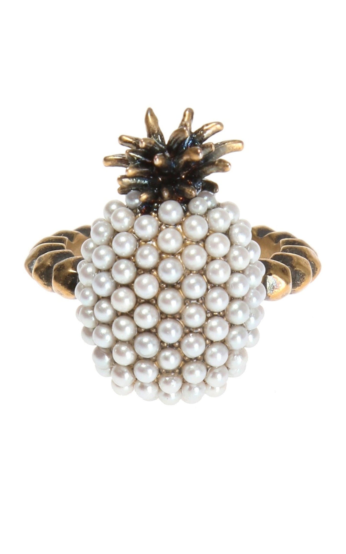 Gold Pearl Pineapple Ring Gucci