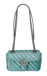 Green GG Marmont Mini Sequin Shoulder Bag Gucci