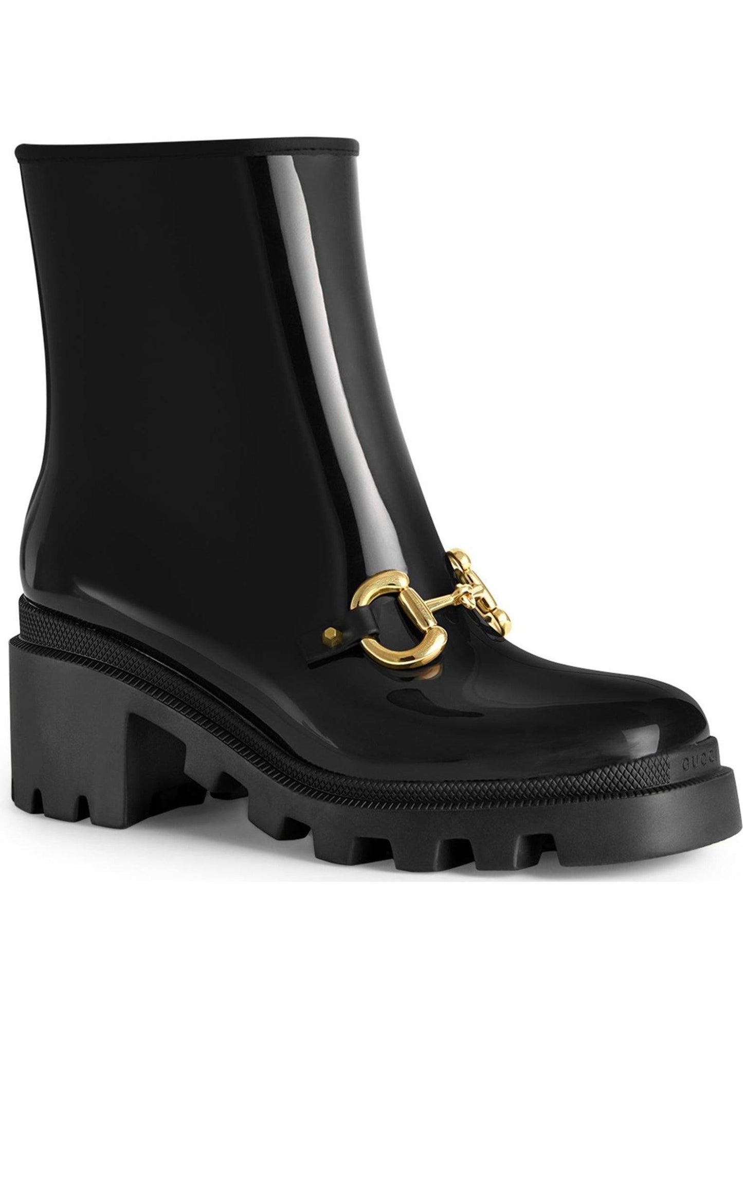 Horsebit - Detailed Heeled Rubber Rain Boots Gucci