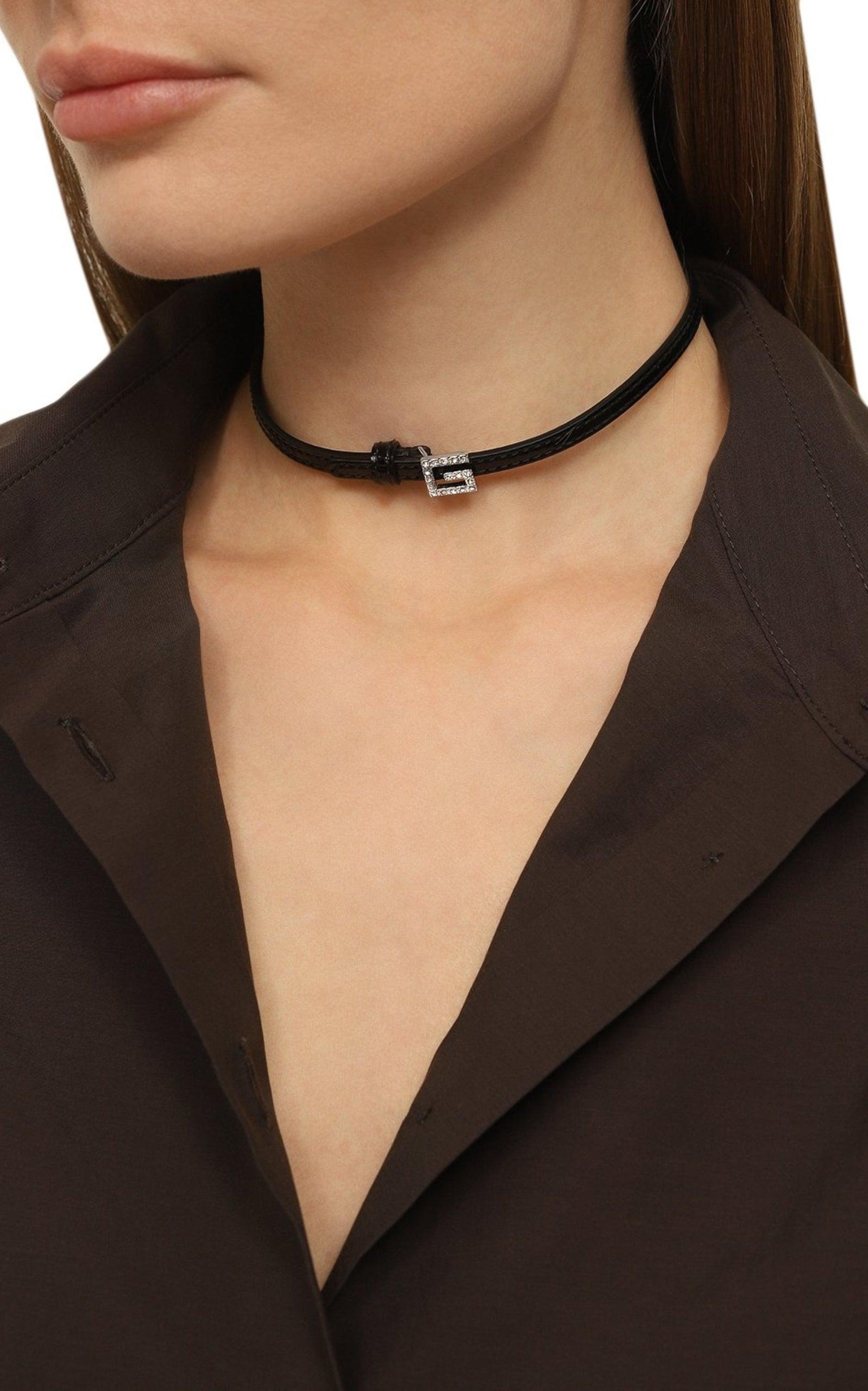 Gucci Leather Choker with Square GG