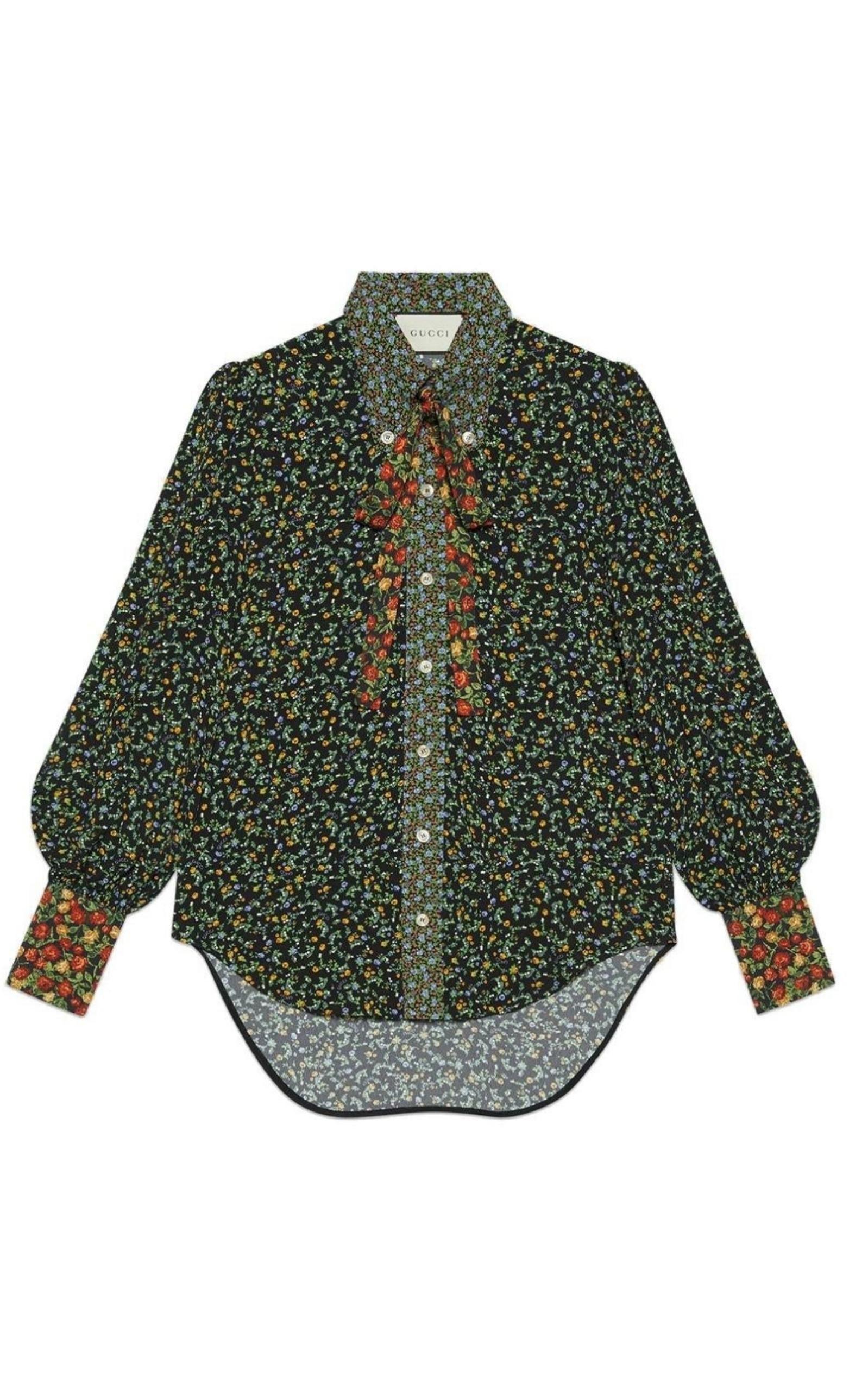 Liberty Floral Bow Detail Shirt Gucci