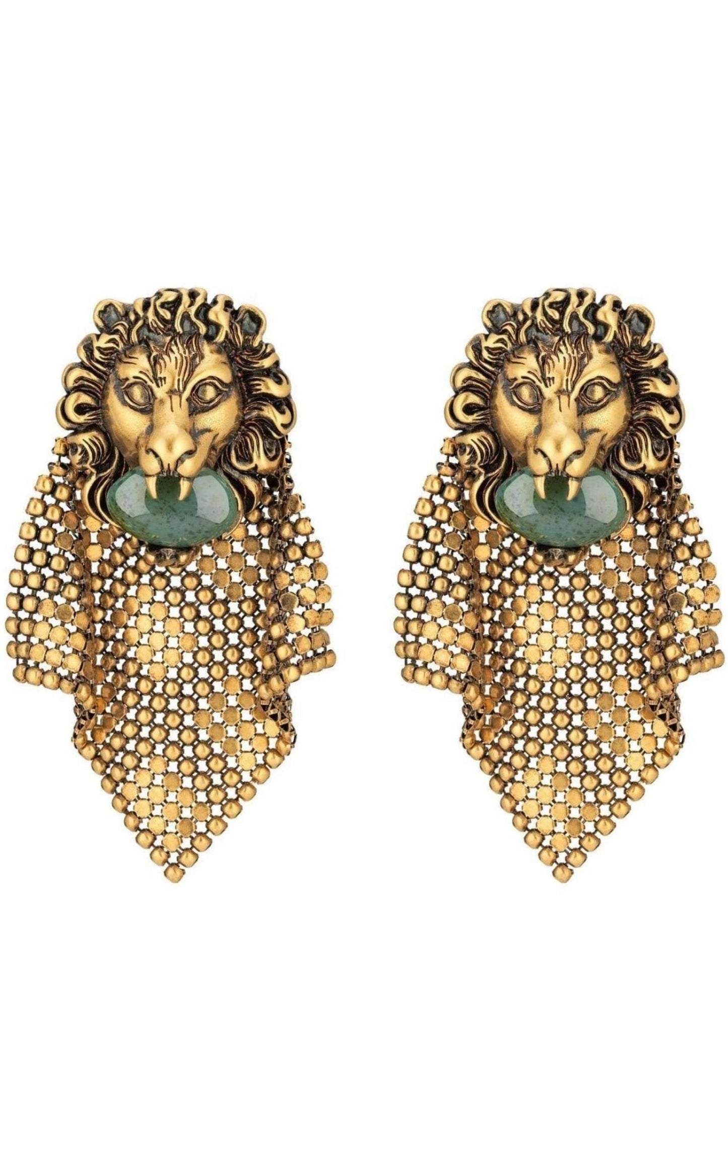 Lion Head Mesh Earrings Gucci