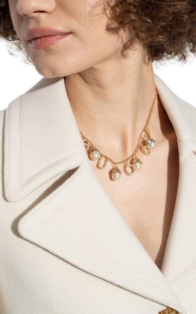 Gucci Logo Pearl Embellished Necklace - Runway Catalog