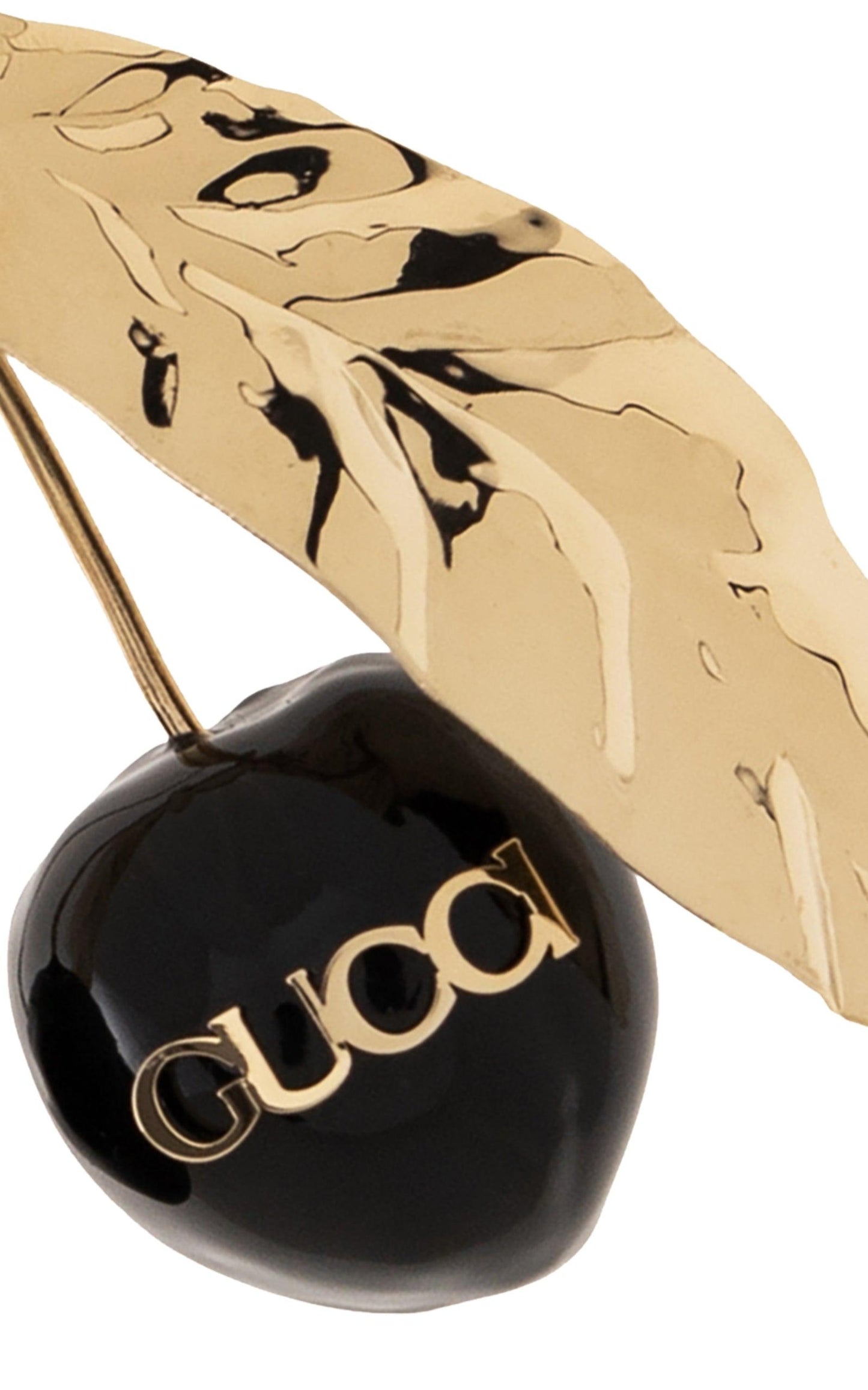 Logo-print Enamel Cherry Brooch Gucci