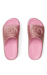 Gucci Miami GG-Embossed Glittered Rubber Slides - Runway Catalog