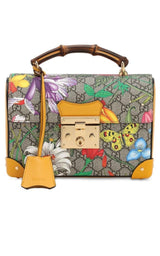 Multicolor Small GG Flora Bamboo Padlock Bag Gucci