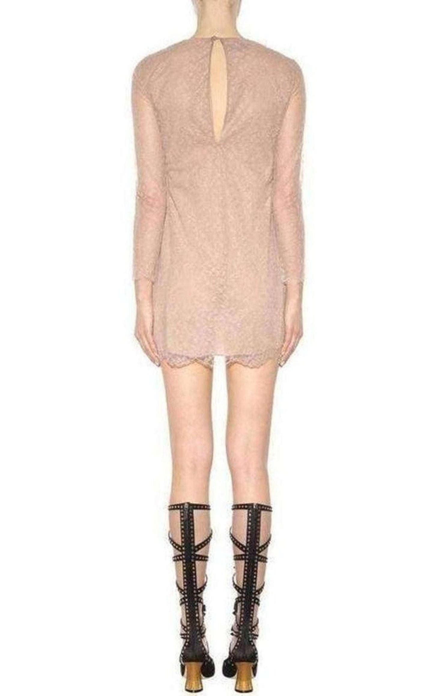 Nude Lace Embroidered Dress Gucci