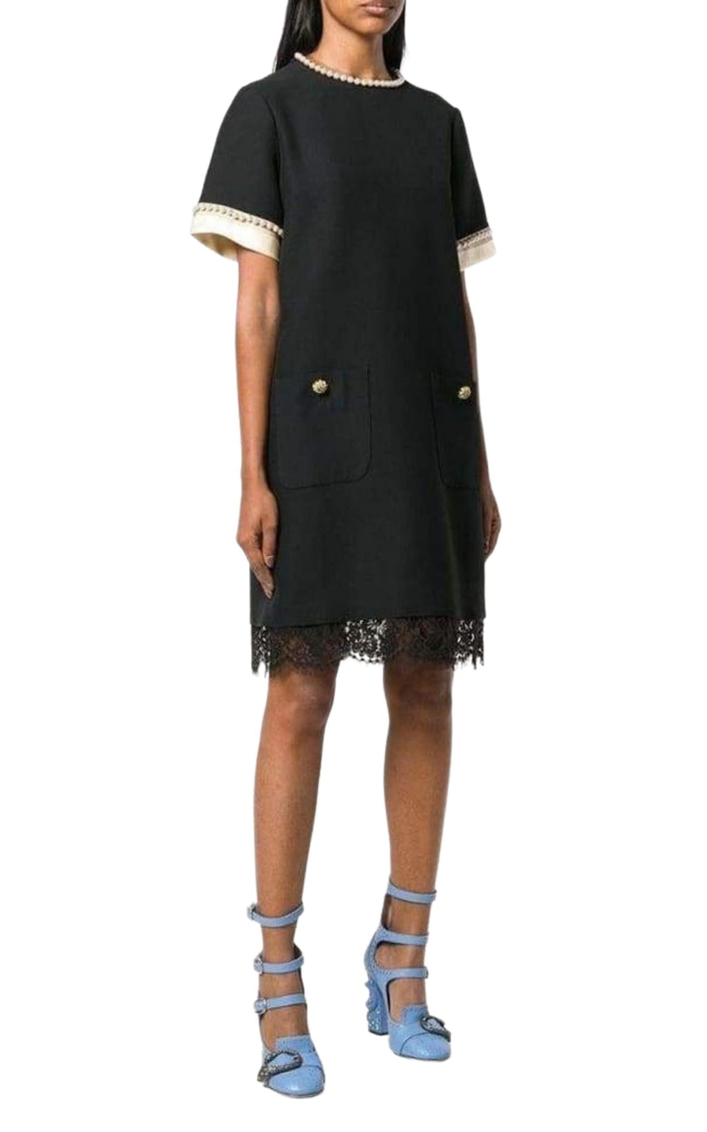 Pearl Embellished Shift Dress Gucci