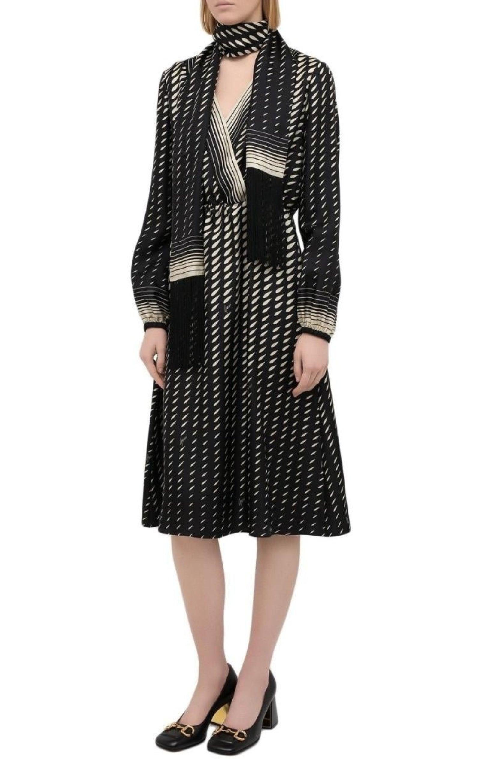 Printed Scarf Belted Wrap Dress Gucci