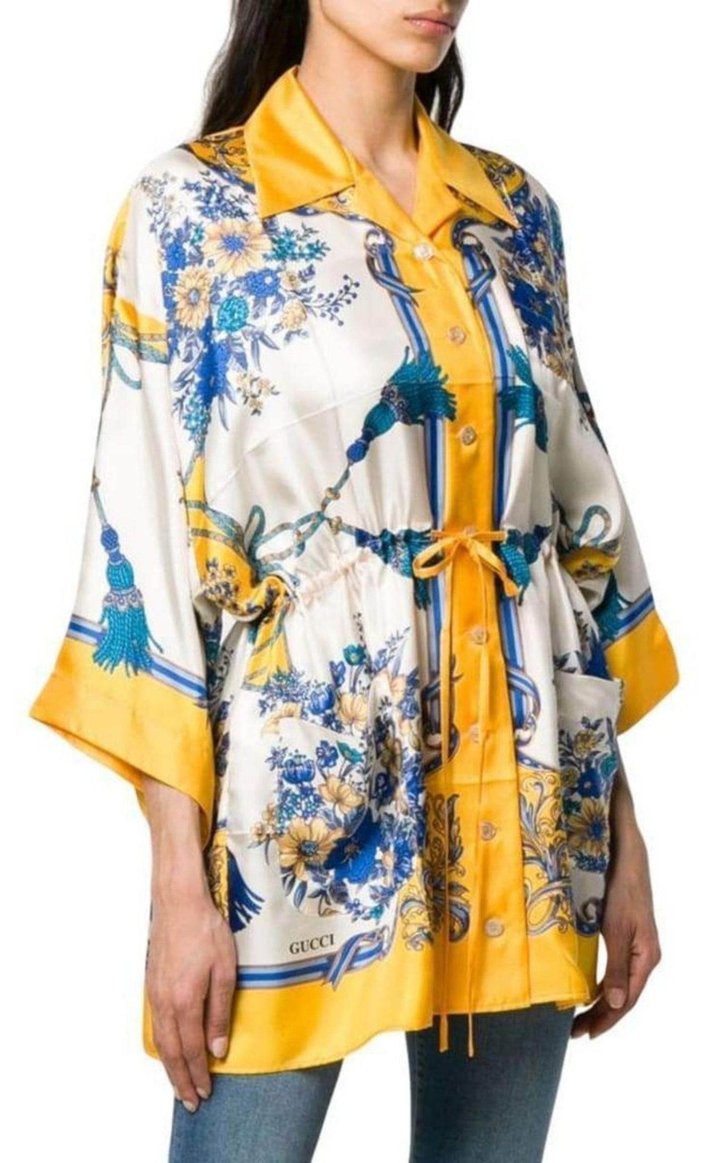 Printed Silk Kimono Shirt Gucci