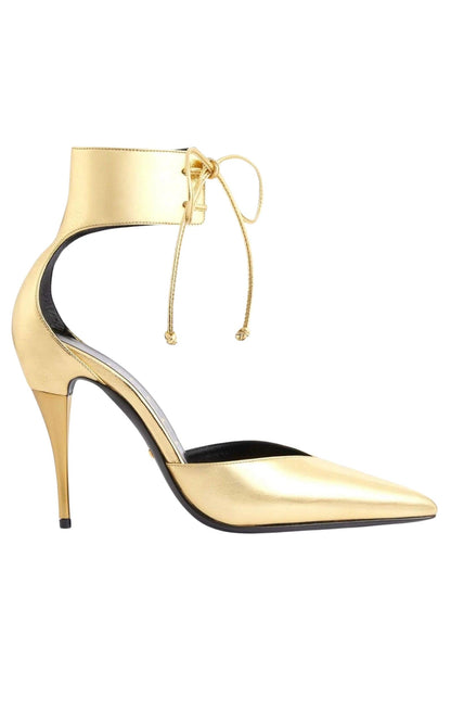 Gucci Priscilla Glossed-Leather Pumps in Gold - Runway Catalog