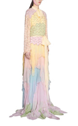 Ruffled Gown Embellished with Pearls Rhinestones Gucci