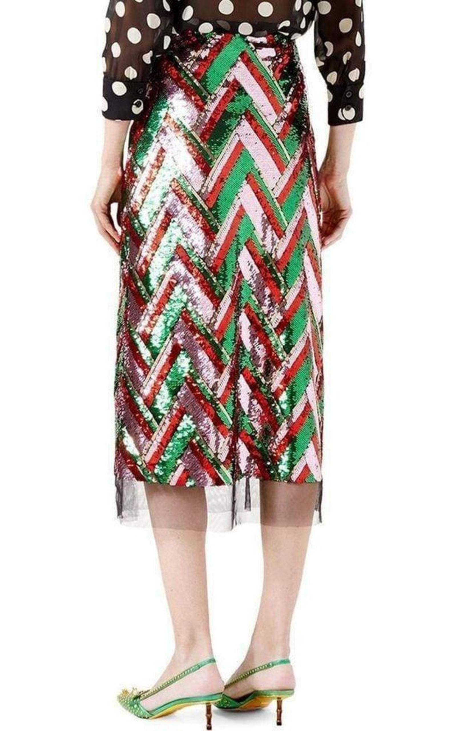 Sequinned Tulle Midi Skirt Gucci