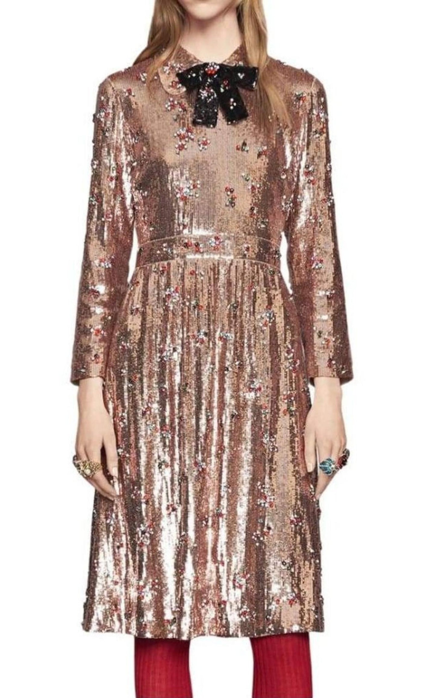 Sequins with Crystal Embroidered Dress Gucci