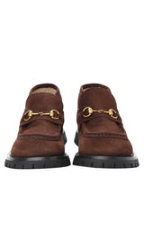 Shearling Harald Horsebit Ankle Boots Gucci