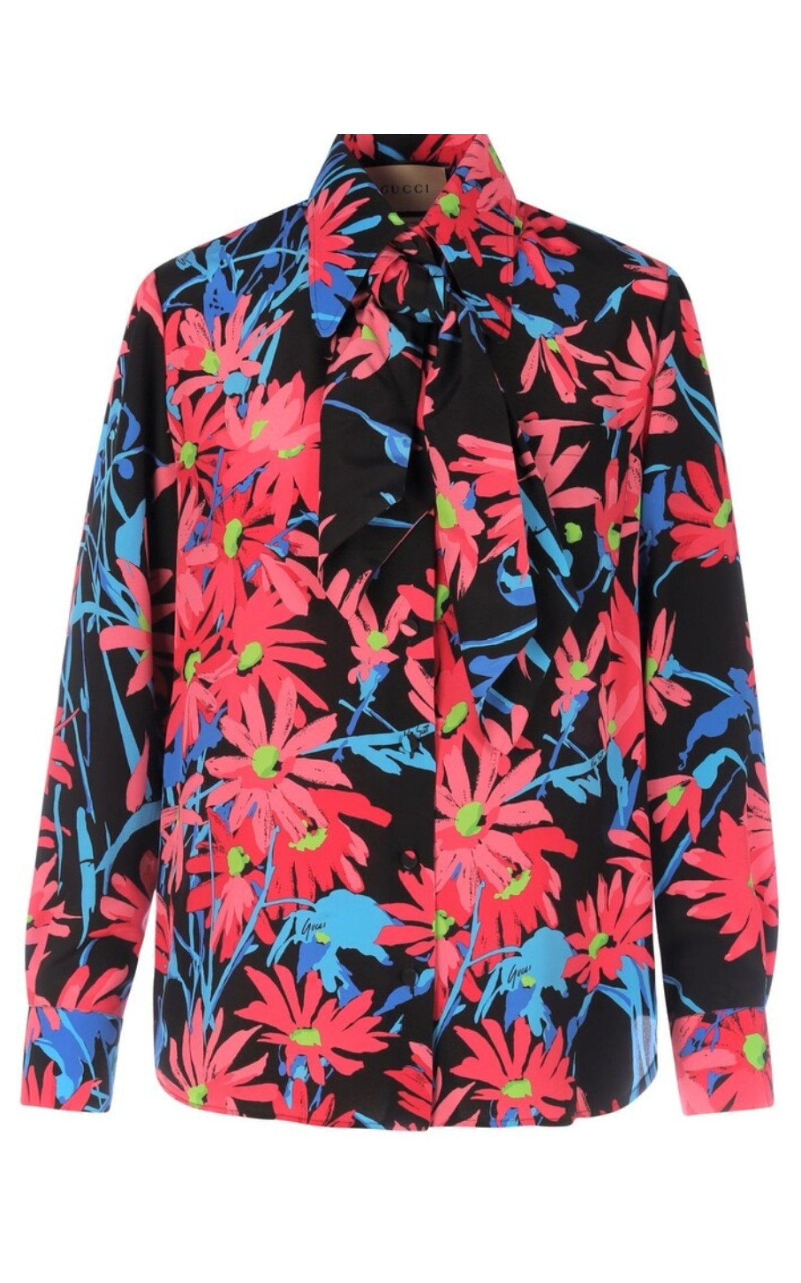 x Ken Scott Floral Print Silk Shirt Gucci