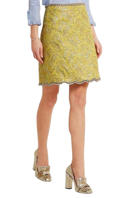 Yellow Brocade Jacquard Mini Skirt Gucci