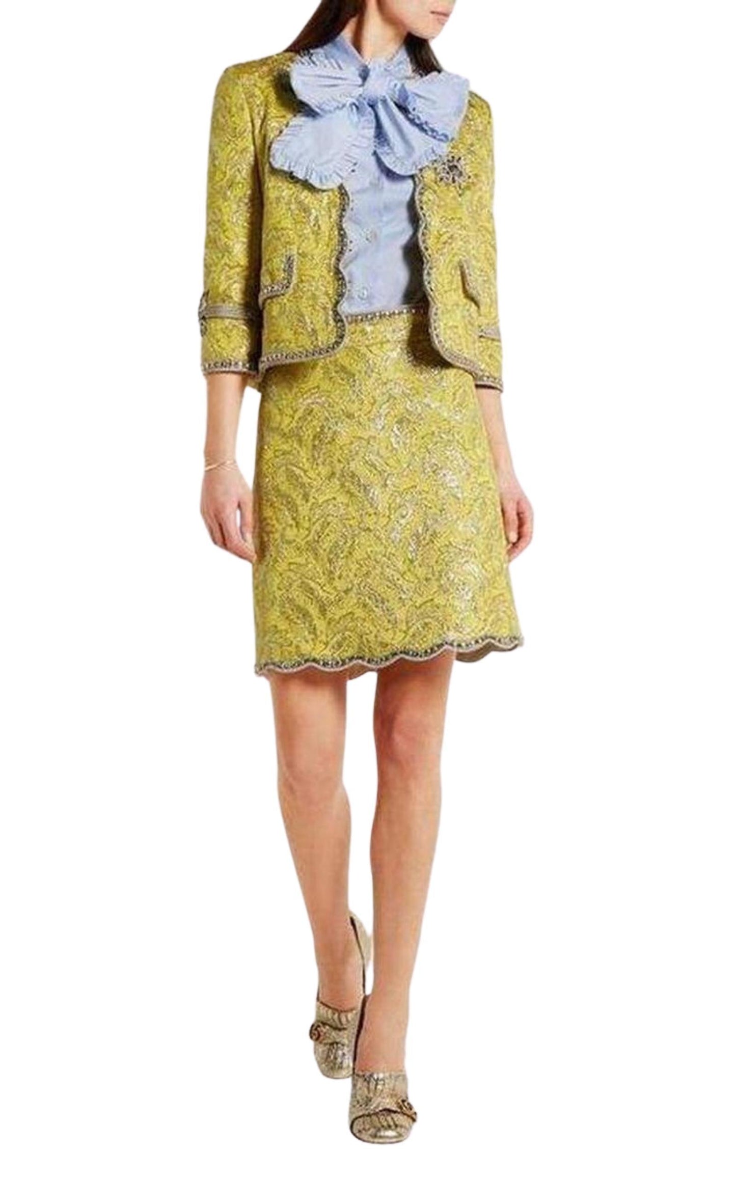 Yellow Brocade Jacquard Mini Skirt Gucci