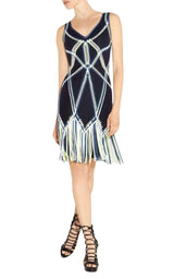 Charoletta Basket Weave Fringe Jacquard Dress Herve Leger