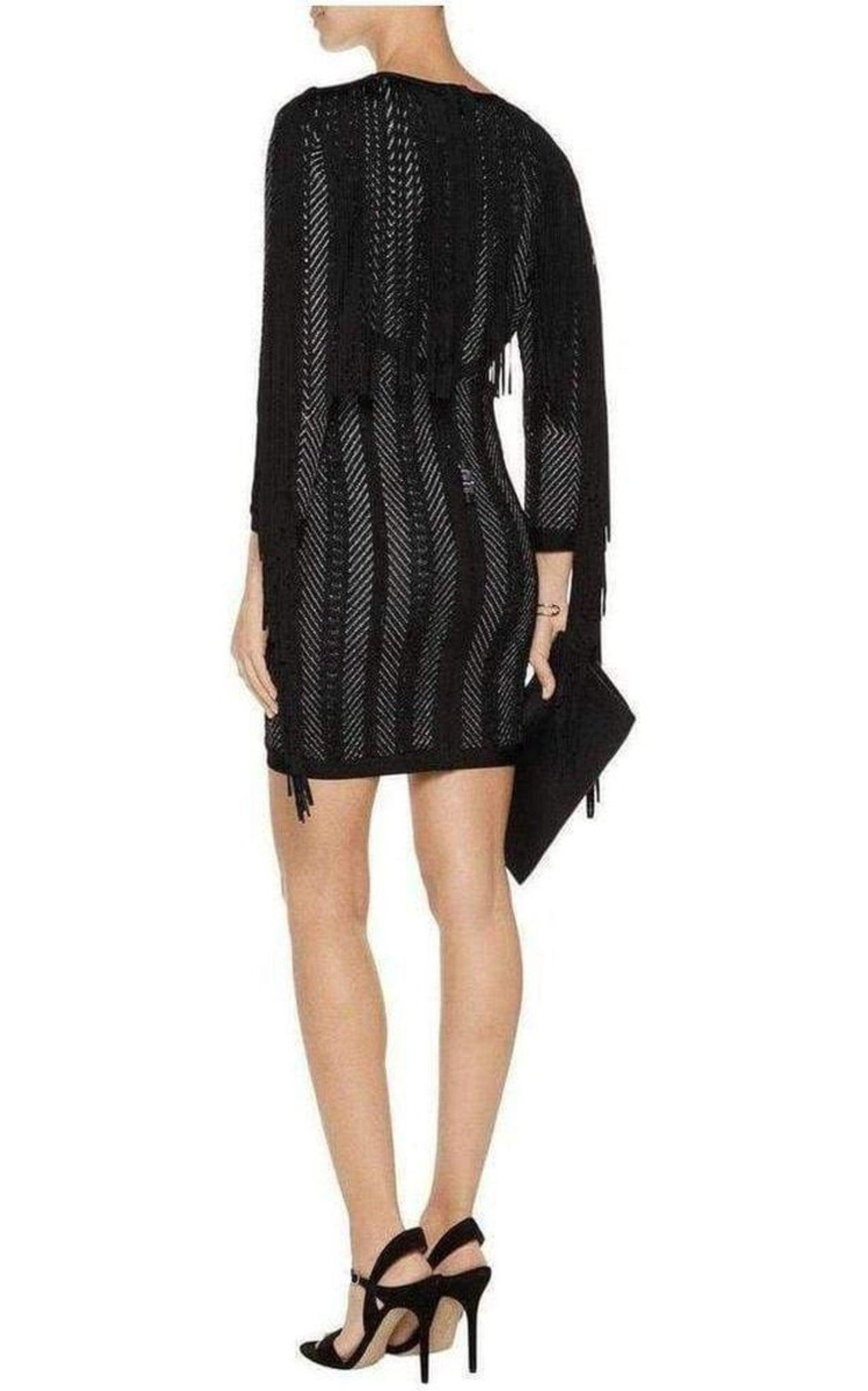 Doutzen Plaited Chevron Fringe Dress Herve Leger