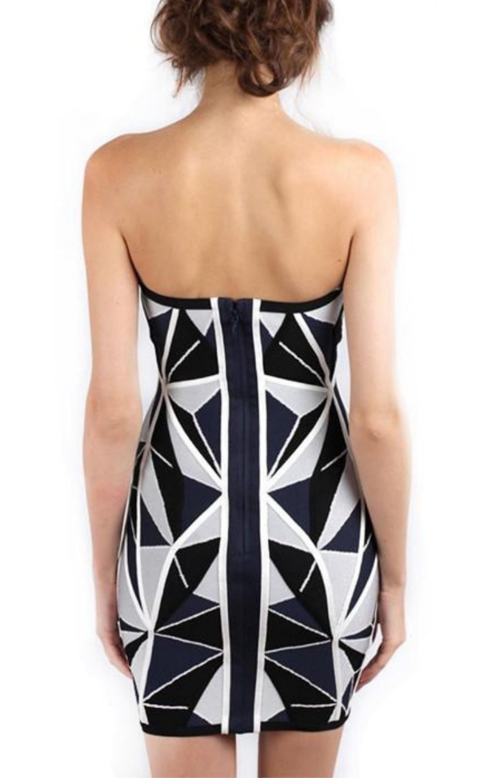 Jamari Geometric Patchwork Jacquard Dress Herve Leger