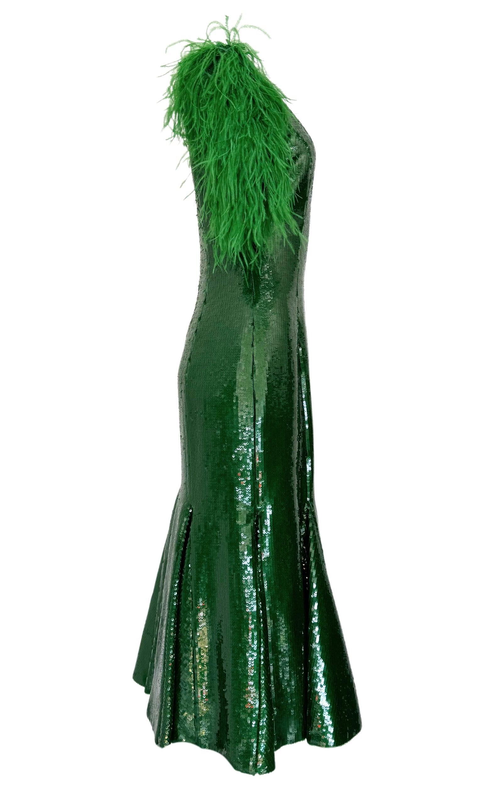 Huishan Zhang Emerald Sequins Dress - Runway Catalog