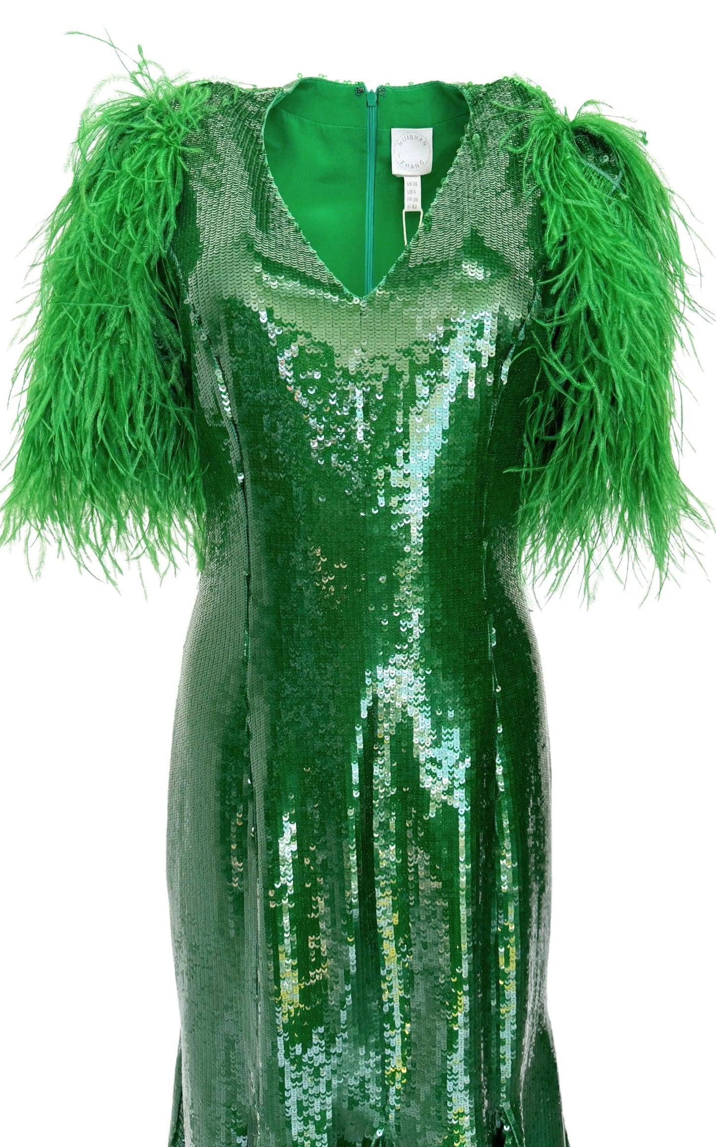 Huishan Zhang Emerald Sequins Dress - Runway Catalog