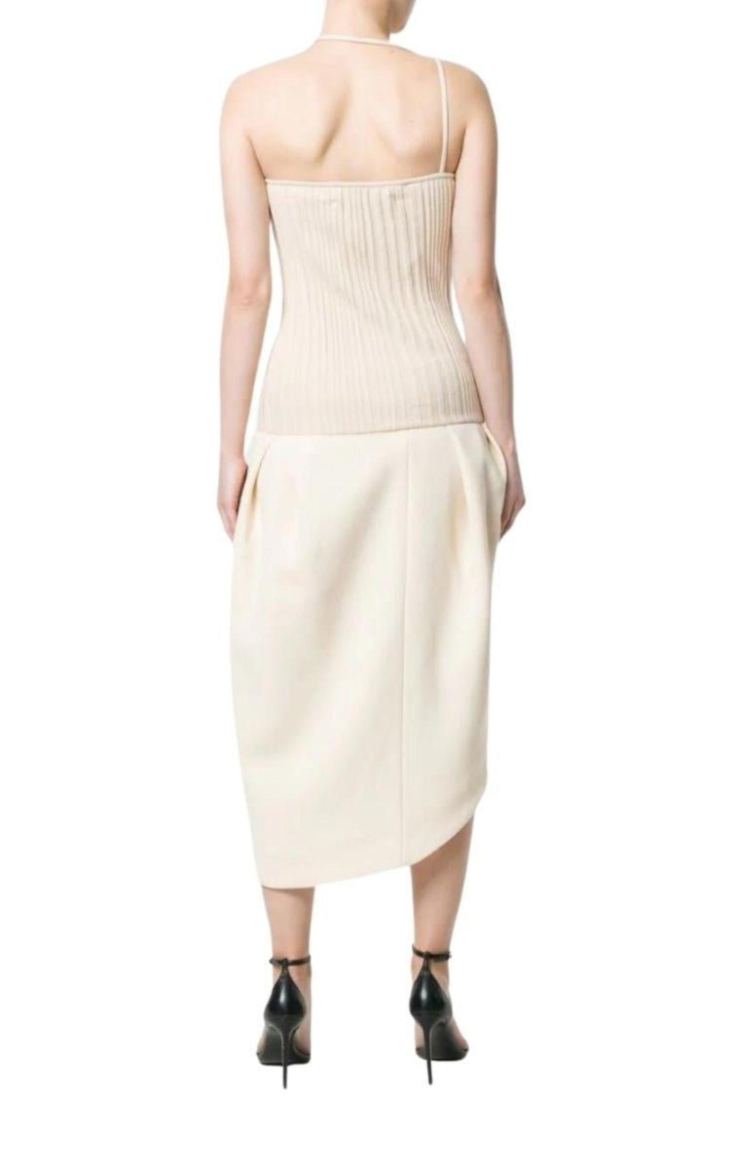 La Bomba Asymmetric Beige Midi Dress Jacquemus