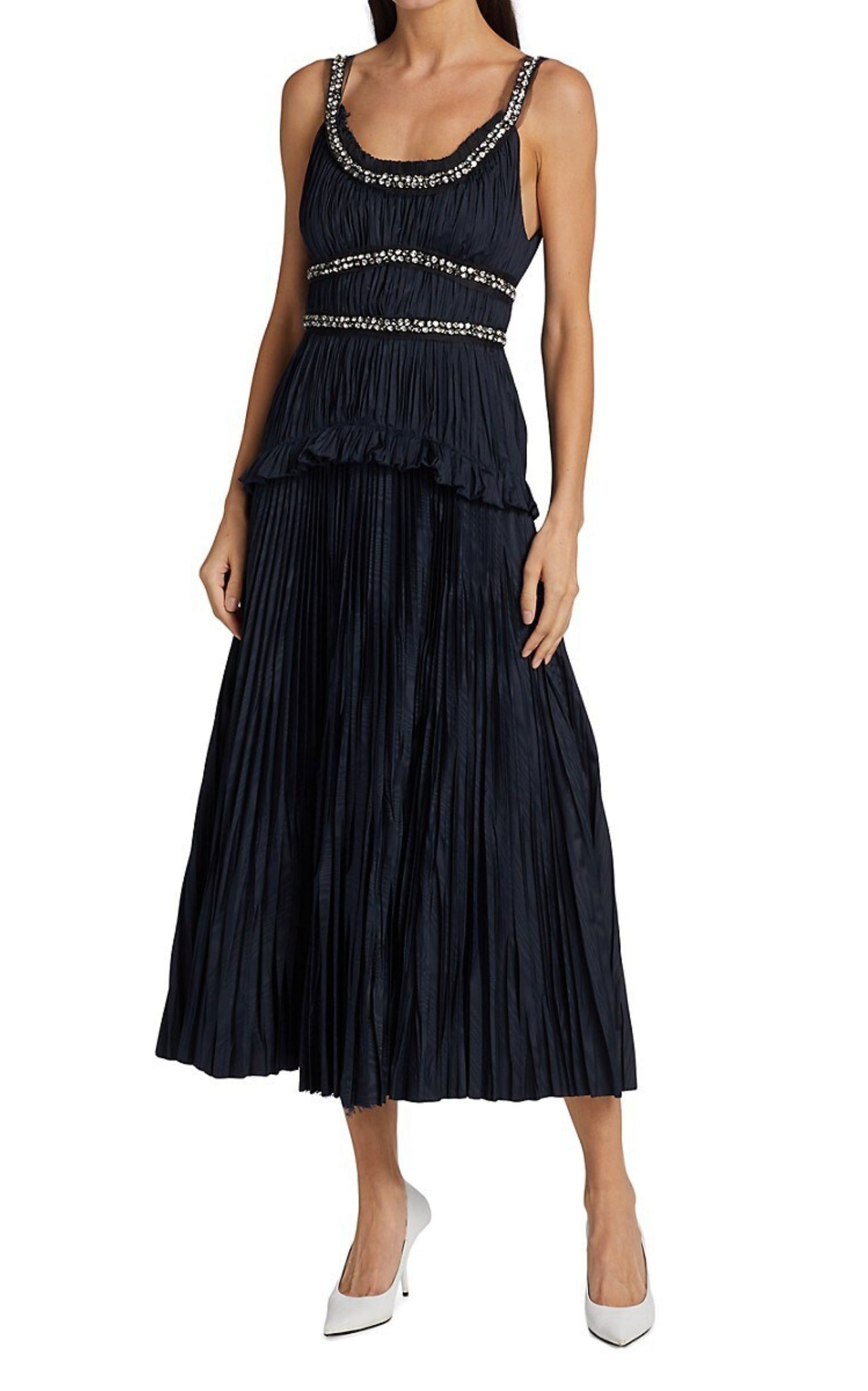 Crystal-Beaded Moire Taffeta Midi Dress Jason Wu